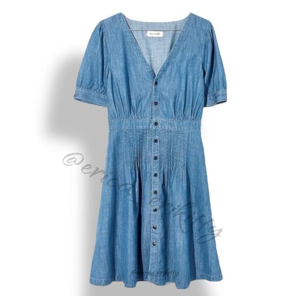Philosophy Lightweight Denim Midi Knee Length Button Down Dress - Picture 4 of 10